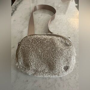 Lululemon Athletica Cream Shearling Crossbody Bag